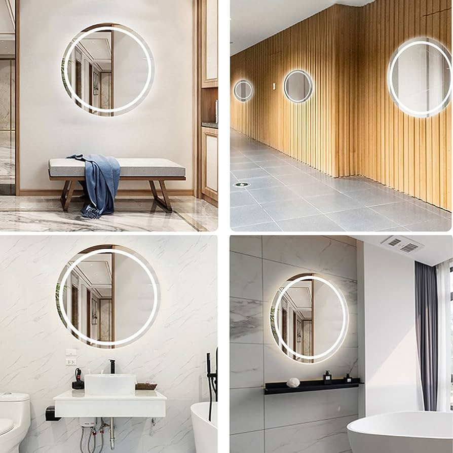 Amazon.co.jp: 浴室鏡 LED 丸 浴室ミラー 壁掛け ミラー、洗面